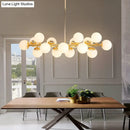 GobekUsa Gold Contemporary Chandelier – Cream Glass Pendant Light Fixture for Dining Room