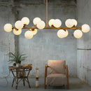 GobekUsa Gold Contemporary Chandelier – Cream Glass Pendant Light Fixture for Dining Room