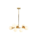 GobekUsa Gold Contemporary Chandelier – Cream Glass Pendant Light Fixture for Dining Room