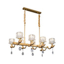 GobekUsa Gold Island Chandelier with Crystal Draping and 8-Head Floral Design for Contemporary Dining Room
