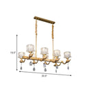 GobekUsa Gold Island Chandelier with Crystal Draping and 8-Head Floral Design for Contemporary Dining Room