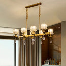GobekUsa Gold Island Chandelier with Crystal Draping and 8-Head Floral Design for Contemporary Dining Room