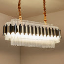 GobekUsa Gold LED Island Chandelier: Contemporary Oval Clear Glass Tubes Ceiling Lamp