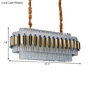 GobekUsa Gold LED Island Chandelier: Contemporary Oval Clear Glass Tubes Ceiling Lamp