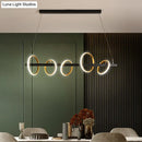 GobekUsa Gold Metal Ceiling Pendant with Simple Circles Design - 4/5 Heads, Warm/White Light for Dining Room Island