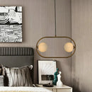 GobekUsa Gold Modern Globe Hanging Chandelier with Frosted Glass, 2 Bulbs – Bedroom LED Pendant Light