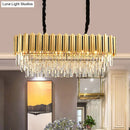 GobekUsa Gold Oblong Crystal Rod Pendant - Postmodern 10-Light Kitchen Island Light
