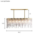 GobekUsa Gold Oval Island Pendant Lamp: Minimalist Design with Clear Crystal, 7 Bulbs & Melting Ice-inspired