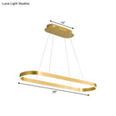 GobekUsa Gold Oval LED Island Lamp for Modern Dining Room - Metallic Hanging Light Kit with Warm/White Glow