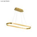 GobekUsa Gold Oval LED Island Lamp for Modern Dining Room - Metallic Hanging Light Kit with Warm/White Glow