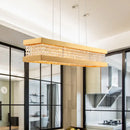GobekUsa Gold Rectangular Frame Crystal Pendant Light - Contemporary 6-Bulb Island Hanging Lamp
