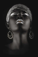 Modern black & gold african woman canvas art triptych living room by Decorbites