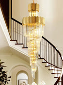 GobekUsa Golden Luxury Hotel Lobby Crystal Chandelier for Multi-Story Staircase Lighting