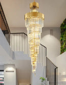 GobekUsa Golden Luxury Hotel Lobby Crystal Chandelier for Multi-Story Staircase Lighting