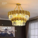 GobekUsa Golden Luxury LED Crystal Chandelier for Hotel Living Room Ceiling Lighting