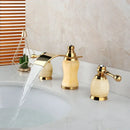 GobekUsa Golden Plated Bathtub Faucet with Jade Stone Handles - Solid Brass Mixer