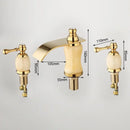 GobekUsa Golden Plated Bathtub Faucet with Jade Stone Handles - Solid Brass Mixer