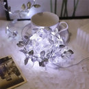 Golden silver tiny leaves fairy lights bedroom decor by Decorbites