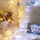 Golden silver tiny leaves fairy lights bedroom decor by Decorbites