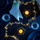 Golden silver tiny leaves fairy lights bedroom decor by Decorbites