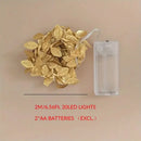 Golden silver tiny leaves fairy lights bedroom decor by Decorbites