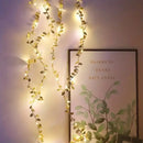 Golden silver tiny leaves fairy lights bedroom decor by Decorbites