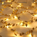 Golden silver tiny leaves fairy lights bedroom decor by Decorbites