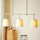 GobekUsa Green Barrel Fabric Pendant Light - Traditional 3-Light Fixture for Dining Room Island Lighting