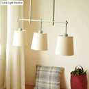 GobekUsa Green Barrel Fabric Pendant Light - Traditional 3-Light Fixture for Dining Room Island Lighting