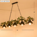 GobekUsa Green Faux Plant Farmhouse Pendant Island Light with Metallic Shade