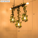 GobekUsa Green Faux Plant Farmhouse Pendant Island Light with Metallic Shade