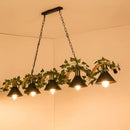 GobekUsa Green Faux Plant Farmhouse Pendant Island Light with Metallic Shade