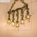 GobekUsa Green Faux Plant Farmhouse Pendant Island Light with Metallic Shade