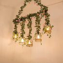GobekUsa Green Faux Plant Farmhouse Pendant Island Light with Metallic Shade