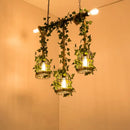 GobekUsa Green Faux Plant Farmhouse Pendant Island Light with Metallic Shade