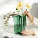 GobekUsa Green Glass Vase for Modern Decor