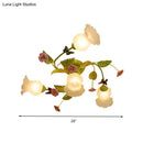 GobekUsa Green Opaque Glass Spiral Bedroom Ceiling Light Fixture - Semi-Flush Mount (4/7 Bulbs) - Traditional Design