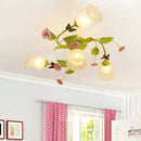 GobekUsa Green Opaque Glass Spiral Bedroom Ceiling Light Fixture - Semi-Flush Mount (4/7 Bulbs) - Traditional Design