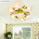 GobekUsa Green Opaque Glass Spiral Bedroom Ceiling Light Fixture - Semi-Flush Mount (4/7 Bulbs) - Traditional Design