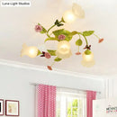 GobekUsa Green Opaque Glass Spiral Bedroom Ceiling Light Fixture - Semi-Flush Mount (4/7 Bulbs) - Traditional Design