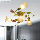GobekUsa Green Opaque Glass Spiral Bedroom Ceiling Light Fixture - Semi-Flush Mount (4/7 Bulbs) - Traditional Design