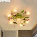 GobekUsa Green Opaque Glass Spiral Bedroom Ceiling Light Fixture - Semi-Flush Mount (4/7 Bulbs) - Traditional Design