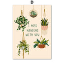 GobekUsa Green Plants Black Cat Canvas Wall Art