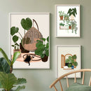 GobekUsa Green Plants Black Cat Canvas Wall Art