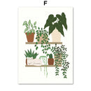 GobekUsa Green Plants Black Cat Canvas Wall Art