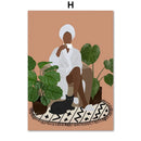 GobekUsa Green Plants Black Cat Canvas Wall Art