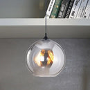 GobekUsa Grey Glass Industrial Pendant Light with Black Fixture for Indoor Use