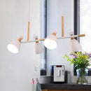 GobekUsa Grey/White/Green Bell Island Lamp - Nordic 4-Light Iron Pendant with Rotatable Design and Wood Decoration