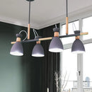 GobekUsa Grey/White/Green Bell Island Lamp - Nordic 4-Light Iron Pendant with Rotatable Design and Wood Decoration