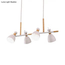 GobekUsa Grey/White/Green Bell Island Lamp - Nordic 4-Light Iron Pendant with Rotatable Design and Wood Decoration
